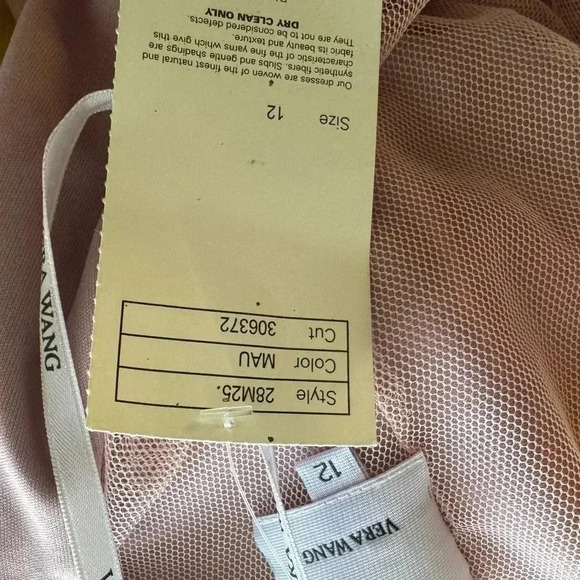 Vera Wang Bride's Maid Dress Light Pink Tie Bow Draped One Shoulder 12. - Picture 12 of 12